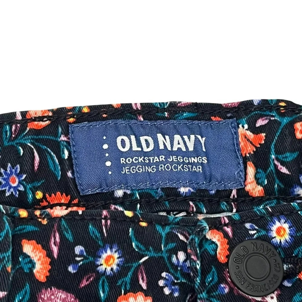 Old Navy Rockstar Jeggings Girls 12 Black Hedgehog Floral